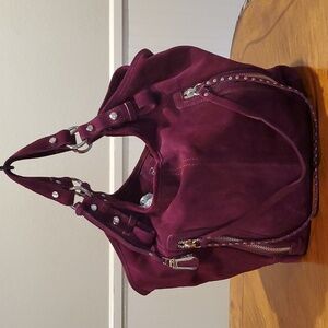 VIA Repubblica purple suede slouch bag